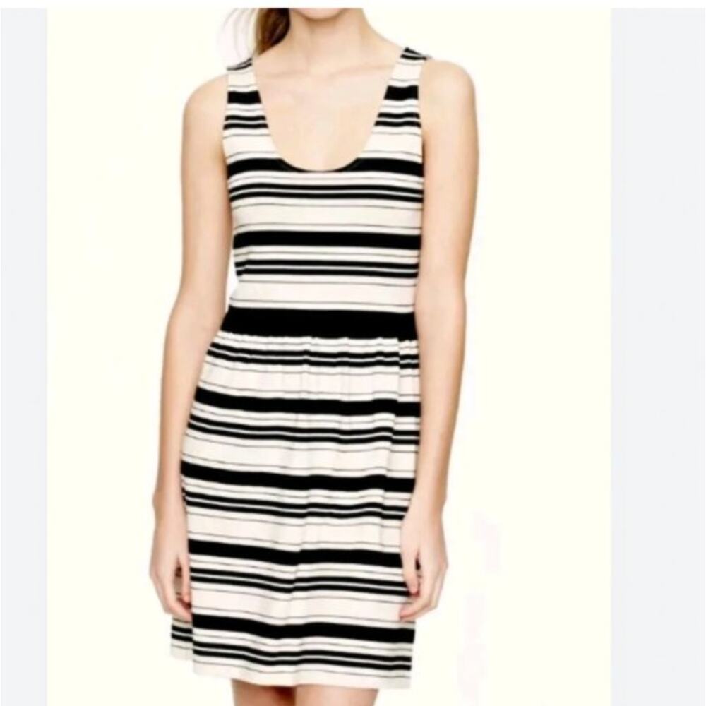 J. Crew Sleeveless Scoop Neck Stripe Villa Skater Dress Size M Preppy Office
